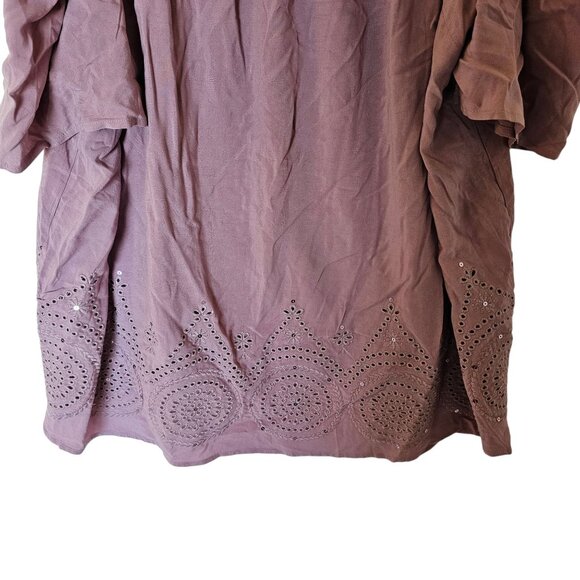 TORRID Women’s Plus 3X Cold Shoulder Eyelet Sequin Blouse Top NWT Light Purple - Picture 7 of 15